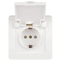 Розетка Intro 7-209-01 Style 2P+E Schuko с крышкой штор., 16А-250В, IP44, СУ, белый | код Б0060645 | ЭРА