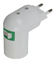 Переходник E27-S вилка-E27 с выкл. бел. | Код. Б0027981 | ЭРА