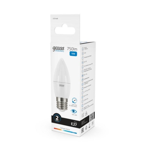 Лампа светодиодная Elementary 10Вт свеча 6500К холод. бел. E27 750лм | код 30230 | Gauss фото 4
