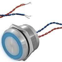 Кнопка пьезо с подсветкой, без фиксациии RUICHI RPS25E/B off-(on)), М25, IP68, нержавеющая сталь | код 114218 | Ruichi