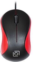 Мышь Оклик 115S черный/красный оптическая (1200dpi) USB для ноутбука (3but) | код 711637 | Oklick