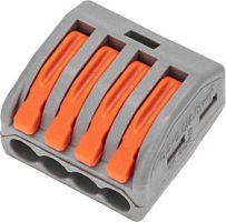 PCT-214 Клемма универ. строит.-монтаж. с рычаж. 4-проводная 0.08-2.5мм2 (аналог 222-414) 50шт/уп, шт | код PCT-214 | SUPU