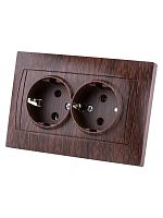 Розетка двойная 2П+З 16А 250В венге Лама TDM | код SQ1815-0425 | TDM