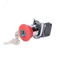 Кнопка аварийного останова SB4 в сборе 22мм 40мм ключ металл 1НЗ | код SB4BS142 | Systeme Electric