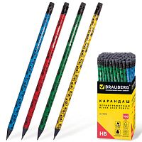 Карандаш чернографитный BRAUBERG, 1 шт., Fuete, НВ, черное дерево, c резинкой, корпус ассорти, заточенный, 180634 | код 180634 | BRAUBERG