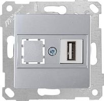 Rita - Розетка 1xUSB Type A, для передачи данных, нерж. сталь | код 2200-455-0182 | Mutlusan