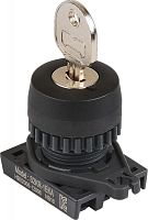 Головка переключателя S2KR-5GK, черная ?30мм с ключом, 3-позиционный с фиксацией в левом и самовозвратом правого положения, извлечение ключа из левого и центрального положения, монтажное отверстие ?22/25мм | код A8026-A5550009199 | РЕЛЕ И А