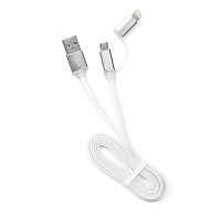 Кабель USB 2.0 Cablexpert CC-mAPUSB2w1m, AM/microBM 5P - iPhone lightning, 1м, комбо кабель, алюминиевые разъемы, белый, блистер | код CC-mAPUSB2w1m | Cablexpert
