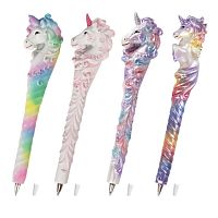 Ручка фигурная ЕДИНОРОГИ, СИНЯЯ, 4 дизайна ассорти, 0,5 мм, дисплей, BRAUBERG, 142756 | код 142756 | BRAUBERG