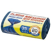 Мешки для мусора LAIMA ULTRA 35 л синие 20 шт. особо прочные, ПВД 20 мкм, 50х60 см, 607686 | код 607686 | LAIMA