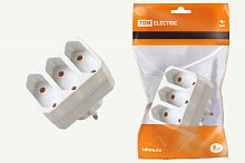 Блок на 3 гнезда 2П 2,5 А 250 B под плоскую вилку белый TDM | код SQ1806-0205 | TDM