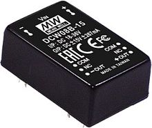 Источник питания DC-DC, 8Вт, вход 9...18В, выходы ±15В/±0.267А, изоляция 1000В DC, DIP24 32х20.3х12,2мм, -25...+71С | код DCW08A-15 | MeanWell