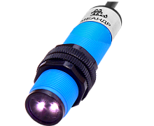 Датчик оптической метки, фотометки ВИКО-МС-14-М18-з, 1 - 10 мм, инфракрасный, обучение, PNP, DC10-30, корпус М18 (1 шт.) МЕАНДР | код 4640016933587 | МЕАНДР