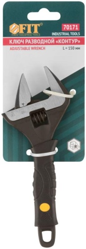 Ключ разводной ''Контур'', узкие губки, шкала, экстра увеличенный захват, ПВХ накладка на ручку 150 мм (34 мм) | код 70171 | FIT фото 3