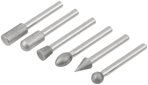 Шарошки усиленная сталь с алмазным напылением, штифт диаметр 6 мм, 6 шт | код 36482 | FIT