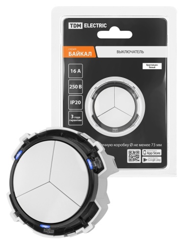 Выключатель 3-кл. 16А 250В кнопочный механизм белый, Байкал TDM | код SQ1819-0026 | TDM Выключатель 3-кл. 16А 250В кнопочный механизм белый, Байкал TDM | код SQ1819-0026 | TDM