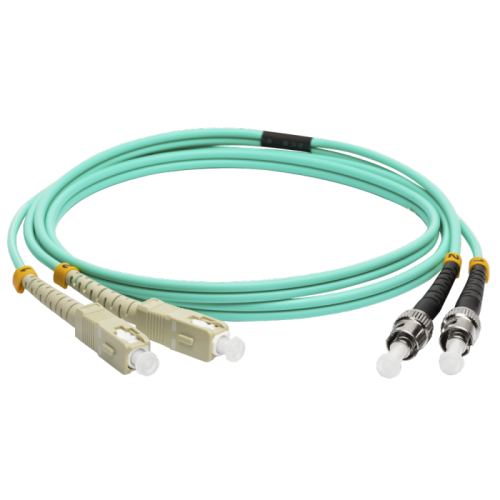 Патч-корд оптический LANMASTER, дуплексный, SC/PC-ST/PC, OM3, LSZH, 15 м | код LAN-2SC-2ST/OM3-15 | LANMASTER