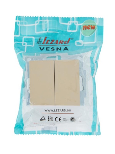 VESNA Выключатель двойной золото | код 742-3688-101 | LEZARD фото 5