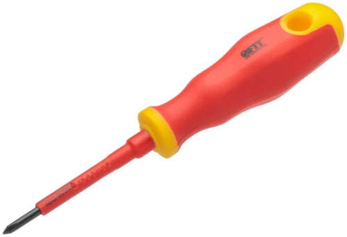 Отвертка изолированная 1000 В, CrV сталь, прорезиненная ручка 3х60 мм РН0 | код 55891 | FIT фото 2