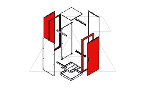 Две сварные рамы шкафа NEO 2000х800мм (ВхШ), дверь стеклянная, дверь задняя глухая, RAL7035, IP55 | код OZ.NEO.0223 | Tekpan Две сварные рамы шкафа NEO 2000х800мм (ВхШ), дверь стеклянная, дверь задняя глухая, RAL7035, IP55 | код OZ.NEO.0223 | Tekpan