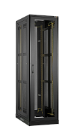 Шкаф серверный 19, 42U, стеклянная дверь, перфорированные стенки, Ш800хВ2101хГ1000мм, в разобранном виде, черный | код TFE-428010-GPPP-BK | TLK