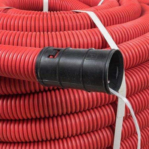 Труба гофр, двустенная ПНД/ПНД гибкая с протяжкой d75 мм (50 м) красная-Plast | код tg2st-75-50m | EKF фото 4