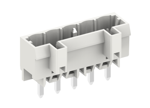 450705-05D Вилка на плату MCS прям. гнезд. разъём с защ., шаг 5.0мм, 5 конт., с припоем 1,2Х1,2мм, удл.конт.заземл.,D, сер., шт | код 450705-05D | SUPU