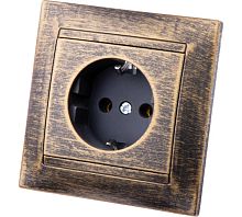 Розетка 2П+З 16А 250В с защ. шт. бронза, Байкал TDM | код SQ1819-0407 | TDM