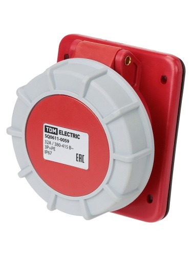 Розетка скрытой установки угловая IP67 32А 3Р+РЕ 380В TDM | код SQ0611-0059 | TDM