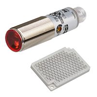 Фотоэлектрический датчик цилиндрический O18 L69мм, материал корпуса: никелированная латунь, рефлекторный, положение излучателя/приемника фронтальное, красный LED (660нм), расстояние срабатывания: 3м, время срабатывания: 1мс, регулировка чувствительности:
