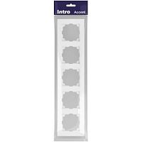 Рамка для розеток и выключателей Intro Accent 6-505-01М на 5 постов, СУ, белый матовый | код Б0063722 | ЭРА