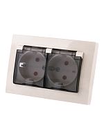 Розетка двойная 2П+З с защ. шт. и прозрачной крышкой 16А 250В IP44 сл. кость Таймыр TDM | код SQ1814-0177 | TDM