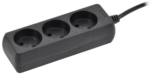 Удлинитель У3 3 места б/з 1,5м 2х0,75мм2 10А 250В чер. IEK | код WYP10-06-03-01-K02 | IEK