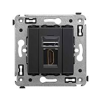 HDMI розетка одинарная в стену, тип А-А, Avanti, Черный матовый | код 4412253 | DKC