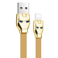 Кабель USB 2.0 в форме стального человека с подсветкой HOCO U14 AM/Lightning, золотой, 1.2м | код 6957531049401 | Hoco