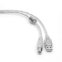Кабель USB 2.0 Pro Cablexpert CCF-USB2-AMBM-TR-15, AM/BM, 4,5м, экран, феррит.кольцо, прозрачный, пакет | код CCF-USB2-AMBM-TR-15 | Cablexpert