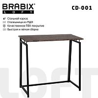Стол на металлокаркасе BRABIX LOFT CD-001, 800х440х740 мм, складной, цвет морёный дуб | код 641209 | BRABIX