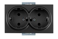 21 - Розетка двойная 2x2P+E, черный мат | код 2100-202-0284 | Mutlusan