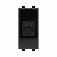 Компьютерная розетка RJ-45 без шторки модульная, кат.6А, Avanti, Черный квадрат, 1 модуль | код 4402671 | DKC