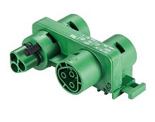 Распределительный блок, серия RST Classic, IP68(69k), 3 полюса, 1 вход / 3 выхода, номинальные характеристики: 250V/400, 20A, с монтажными фланцами, цвет: зеленый, серия RST Classic | код 96.030.0155.7 | Wieland
