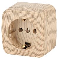 Розетка 2P+E Schuko, 16A-250В, ОУ, Polo, сосна, 3-202-11 | код Б0036108 | ЭРА