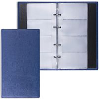 Визитница на кольцах BRAUBERG Favorite, на 240 визиток, под фактурную кожу, темно-синяя, 231664 | код 231664 | BRAUBERG