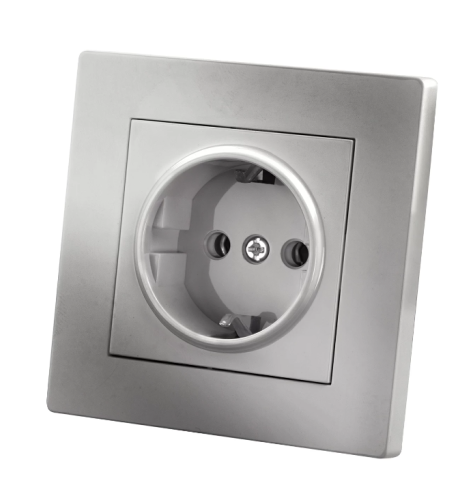 Розетка 2П+З 16А 250В серебр. металлик Сенеж TDM | код SQ1816-0232 | TDM