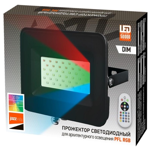 Прожектор светодиодный ДО-30w RGB IP65 черный корпус | код 5016408 | JazzWay фото 5