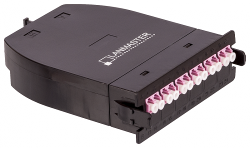 MPO кассета OM4, 12xLC, тип B, низкие потери, черная | код LAN-MCSB-1M-12LC/OM4 | LANMASTER