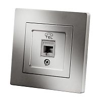 Розетка телефонная RJ11 серебр. металлик Сенеж TDM | код SQ1816-0242 | TDM