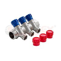 Коллектор с регул. вентилями 3/4дюймх3вых. 1/2дюйм нар. (25) К | код VF.560.N.0503 | VALFEX