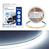 Лента светодиодная LEDх512/м COB 5м 12w/m 24в 6500К | код 48968 | Feron