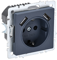 BRITE Роз. с з/к/ш 16А с USB A+A 3,1А РЮш10-2-БрМ мар. IEK | код BR-R14-16-U21-D31-K35 | IEK