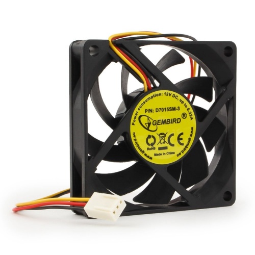 Вентилятор Gembird, 70x70x15, втулка, 3 pin, провод 25 см | код D7015SM-3 | Gembird